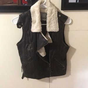 Faux leather biker vest